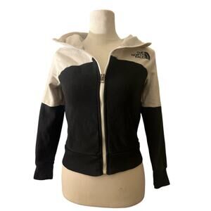 TNF Girls 7/8 Hoodie Black White Logo Zip Up Small  Colorblock